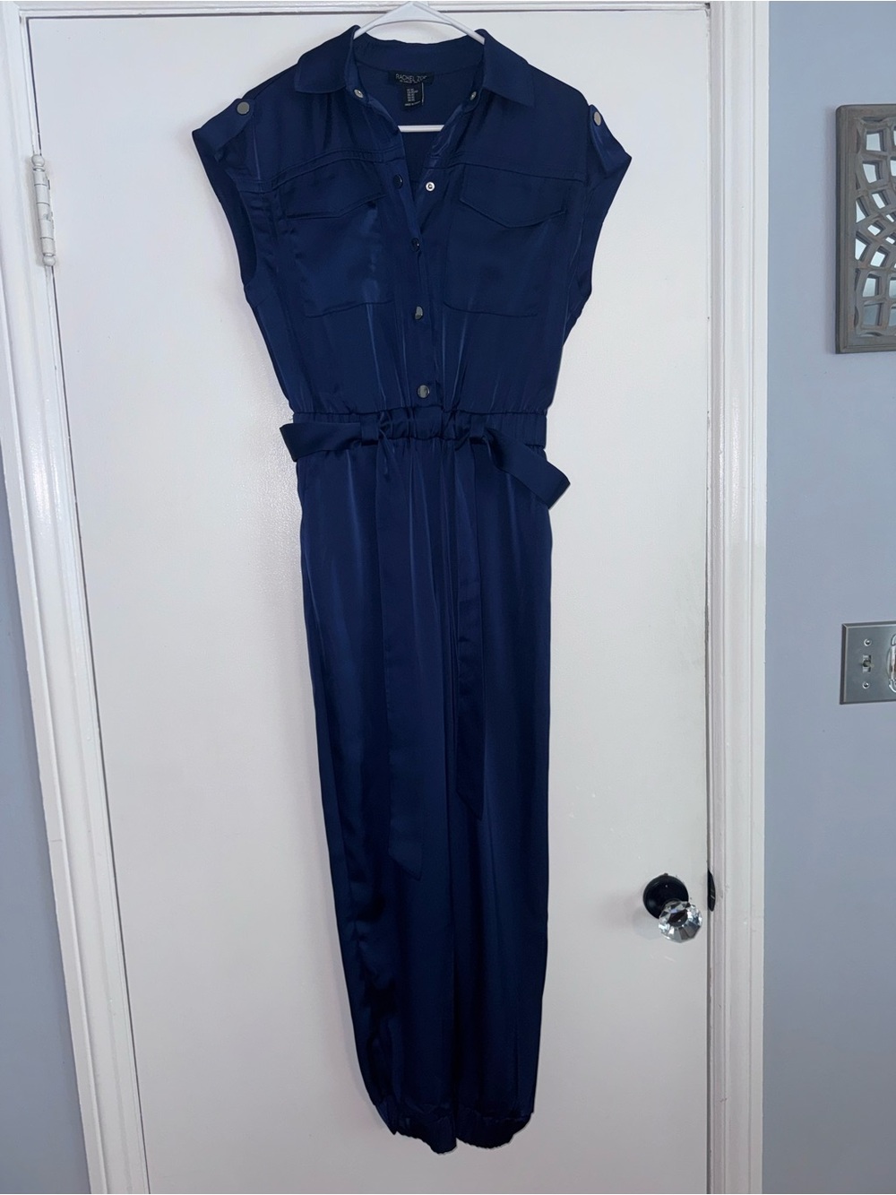 NWOT Rachel Zoe Navy Sleeveless Utility Jumpsuit with Tie Waist